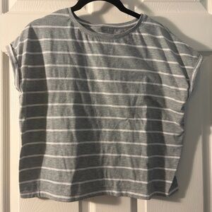 Striped Short Sleeve Tee - Gray and White